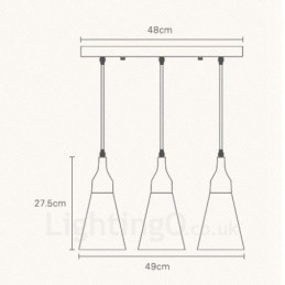 Lámpara colgante contemporánea moderna de madera de 3 luces con pantalla de tela