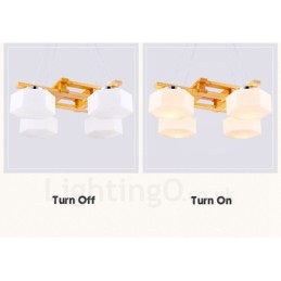 Lámpara colgante de estilo nórdico contemporáneo moderno de madera de 4 luces con pantalla de vidrio