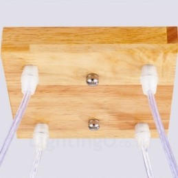 Lámpara colgante de estilo nórdico contemporáneo moderno de madera de 4 luces con pantalla de vidrio