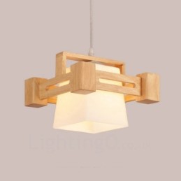 1 lámpara colgante de madera moderna contemporánea de estilo nórdico con pantalla de tela
