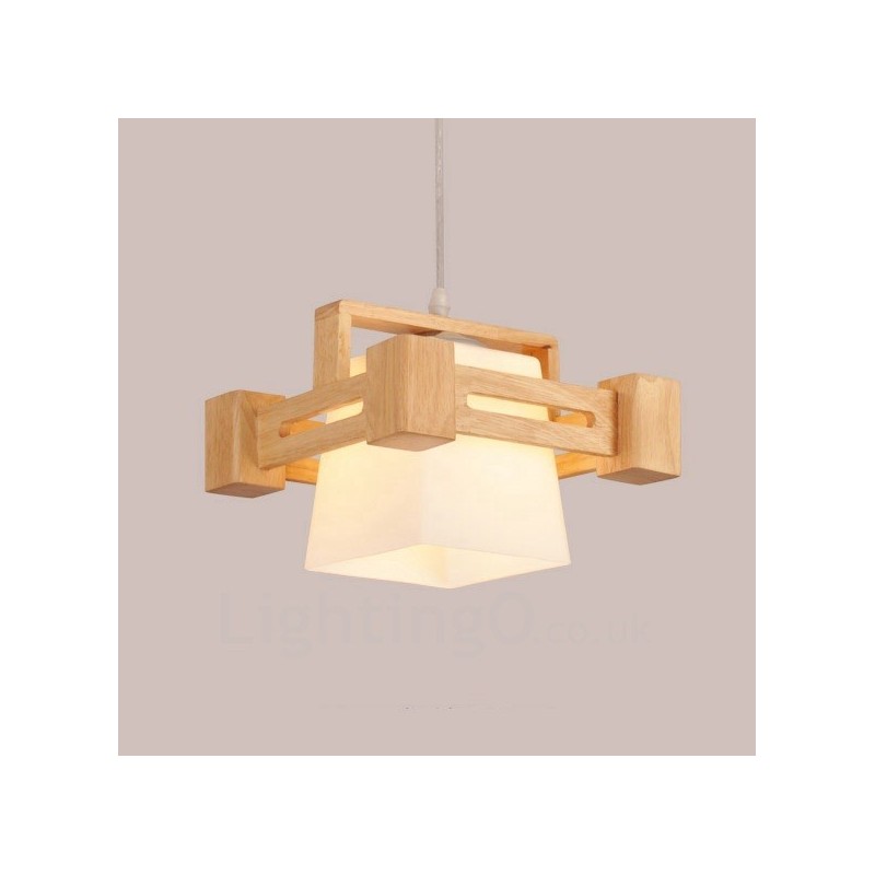 1 lámpara colgante de madera moderna contemporánea de estilo nórdico con pantalla de tela