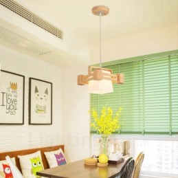 1 lámpara colgante de madera moderna contemporánea de estilo nórdico con pantalla de tela