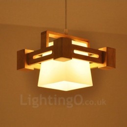 1 lámpara colgante de madera moderna contemporánea de estilo nórdico con pantalla de tela