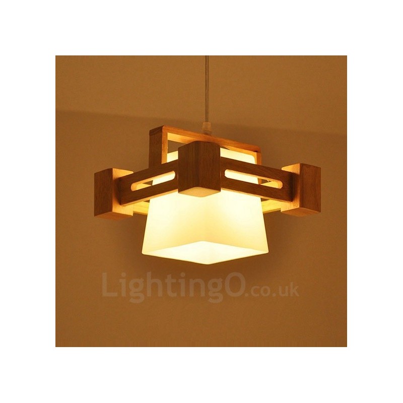 1 lámpara colgante de madera moderna contemporánea de estilo nórdico con pantalla de tela