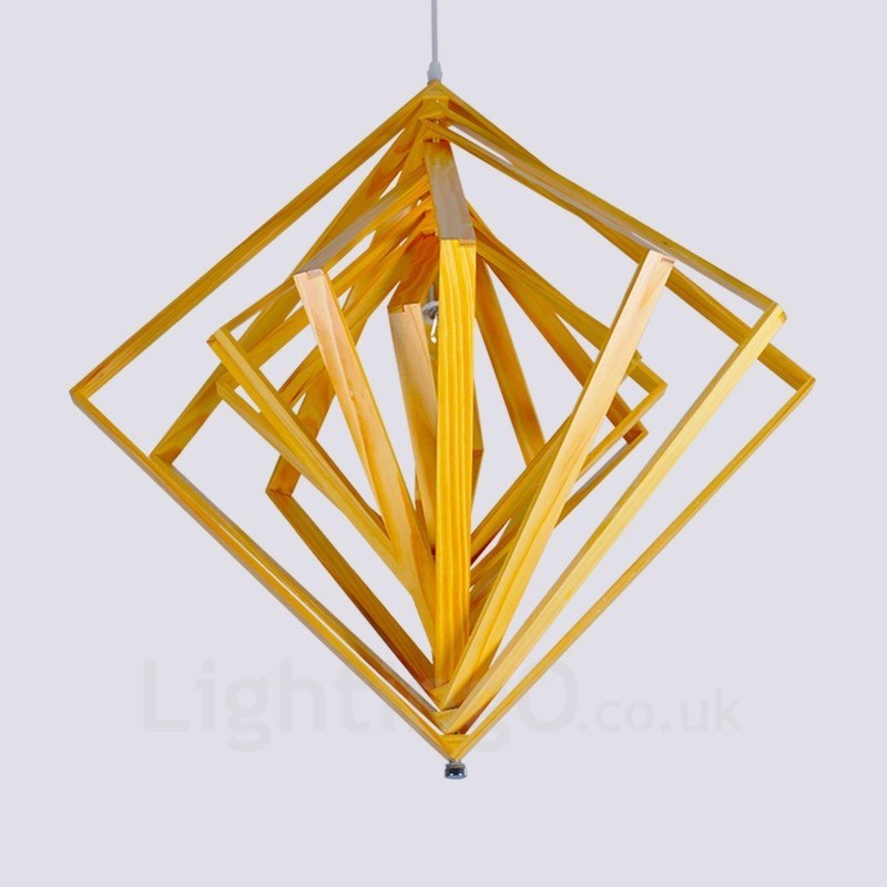 1 Lámpara colgante de madera moderna contemporánea de estilo nórdico con pantalla de madera