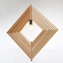 1 Lámpara colgante de madera moderna contemporánea de estilo nórdico con pantalla de madera