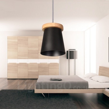 1 lámpara colgante de madera moderna contemporánea de estilo nórdico con pantalla de hierro 1 lámpara colgante de madera moderna contemporánea de estilo nórdico con pantalla de hierro