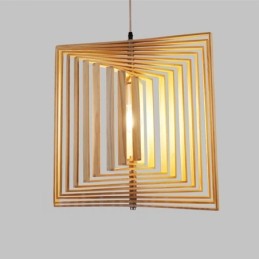 1 Lámpara colgante de madera moderna contemporánea de estilo nórdico con pantalla de madera