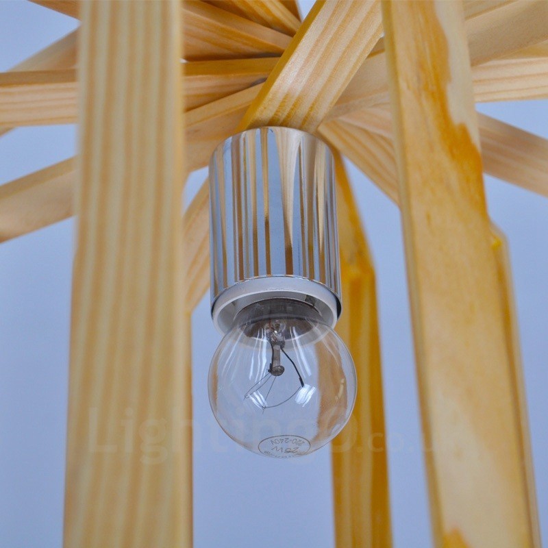 1 Lámpara colgante de madera moderna contemporánea de estilo nórdico con pantalla de madera
