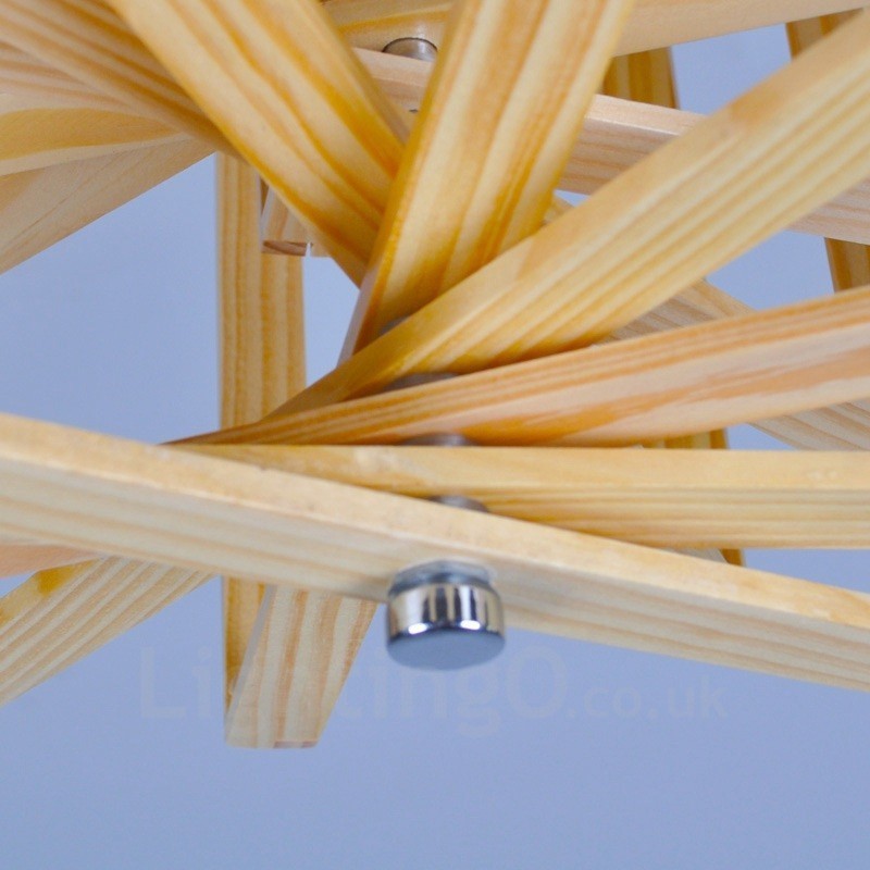 1 Lámpara colgante de madera moderna contemporánea de estilo nórdico con pantalla de madera