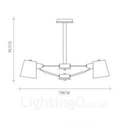 Lámpara colgante de estilo nórdico contemporáneo moderno de madera de 6 luces con pantalla de hierro