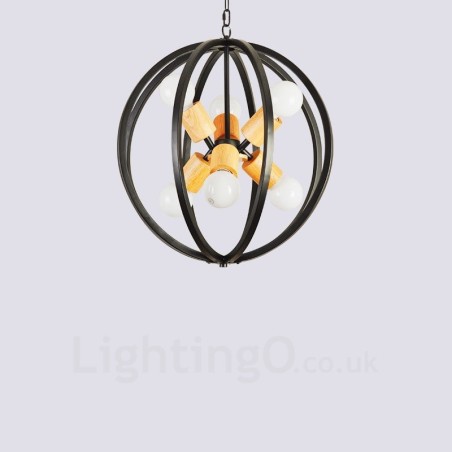 Lámpara colgante retro vintage de hierro de 6 luces con pantalla de hierro Lámpara colgante retro vintage de hierro de 6 luces con pantalla de hierro