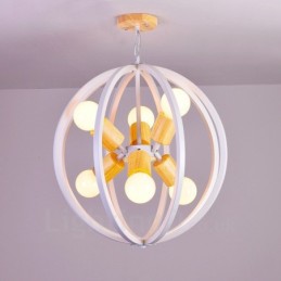 Lámpara colgante retro vintage de hierro de 6 luces con pantalla de hierro
