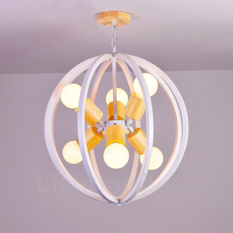 Lámpara colgante retro vintage de hierro de 6 luces con pantalla de hierro
