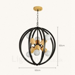 Lámpara colgante retro vintage de hierro de 6 luces con pantalla de hierro