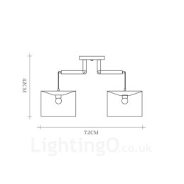 Lámpara colgante contemporánea moderna de madera de 2 luces con pantalla de tela