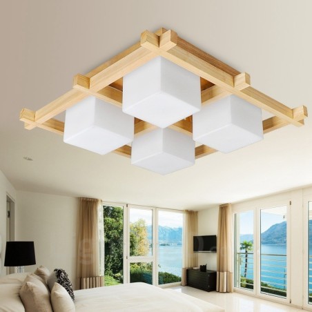 Lámparas de techo empotradas de estilo nórdico contemporáneo moderno de 4 luces con pantalla de vidrio Lámparas de techo empotradas de estilo nórdico contemporáneo moderno de 4 luces con pantalla de vidrio