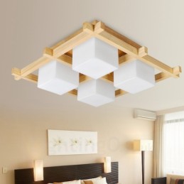 Lámparas de techo empotradas de estilo nórdico contemporáneo moderno de 4 luces con pantalla de vidrio