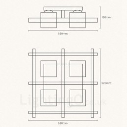 Lámparas de techo empotradas de estilo nórdico contemporáneo moderno de 4 luces con pantalla de vidrio