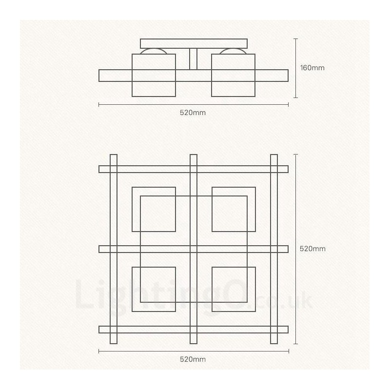 Lámparas de techo empotradas de estilo nórdico contemporáneo moderno de 4 luces con pantalla de vidrio