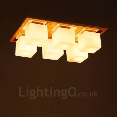 Lámparas de techo empotradas modernas y contemporáneas de 6 luces con pantalla de vidrio Lámparas de techo empotradas modernas y contemporáneas de 6 luces con pantalla de vidrio