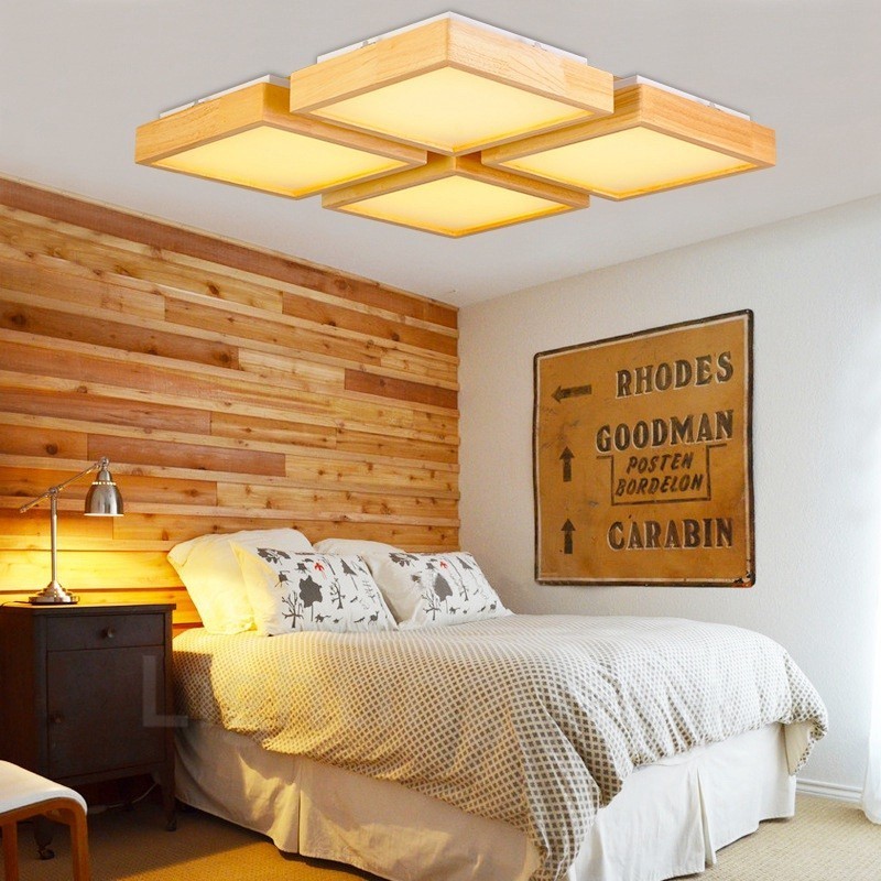 Lámparas de techo empotradas de estilo nórdico contemporáneo moderno de 4 luces con pantalla acrílica