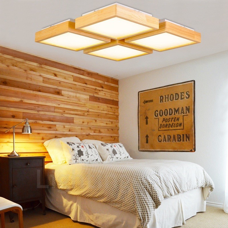 Lámparas de techo empotradas de estilo nórdico contemporáneo moderno de 4 luces con pantalla acrílica