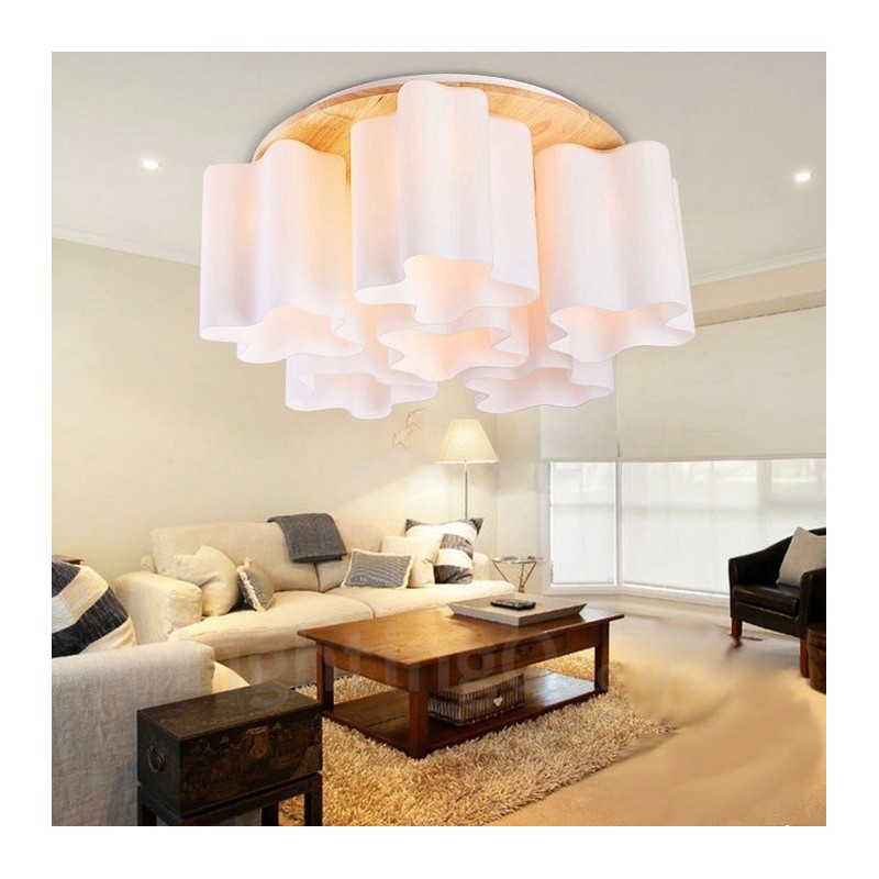 Lámparas de techo empotradas modernas y contemporáneas de 6 luces con pantalla de vidrio