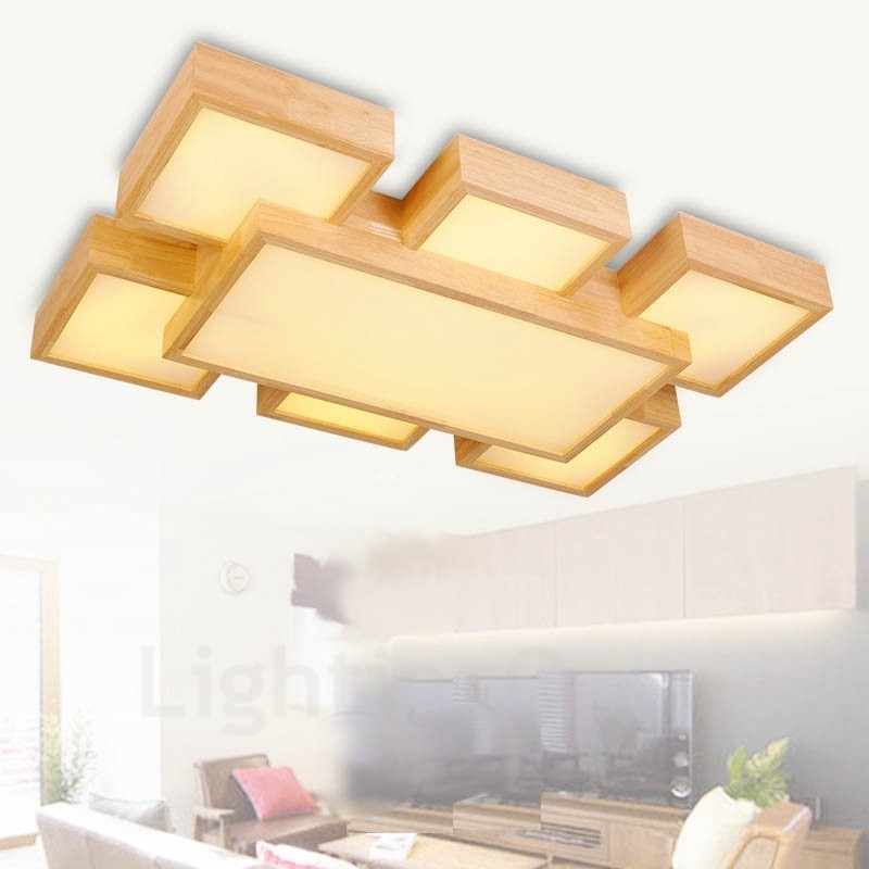 6 luces de techo empotradas de estilo nórdico contemporáneo moderno con pantalla acrílica
