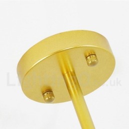 Lámpara de techo de estilo nórdico contemporáneo moderno de 9 luces con baño de cobre y pantalla de cristal esférico dorado y blanco.