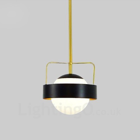 Lámpara de techo moderna contemporánea de 1 luz, lámpara colgante con baño de cobre y pantalla de cristal esférico blanco y negro. Lámpara de techo moderna contemporánea de 1 luz, lámpara colgante con baño de cobre y pantalla de cristal esférico blanco y negro.