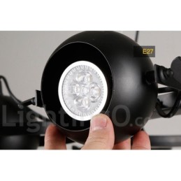 Lámpara colgante retro vintage de hierro negro de 6 luces con pantallas esféricas de hierro negro