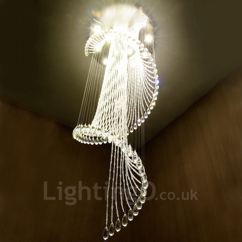 Lámpara colgante de techo de cristal moderna de 15 luces para interiores, lámparas de araña con bombillas.