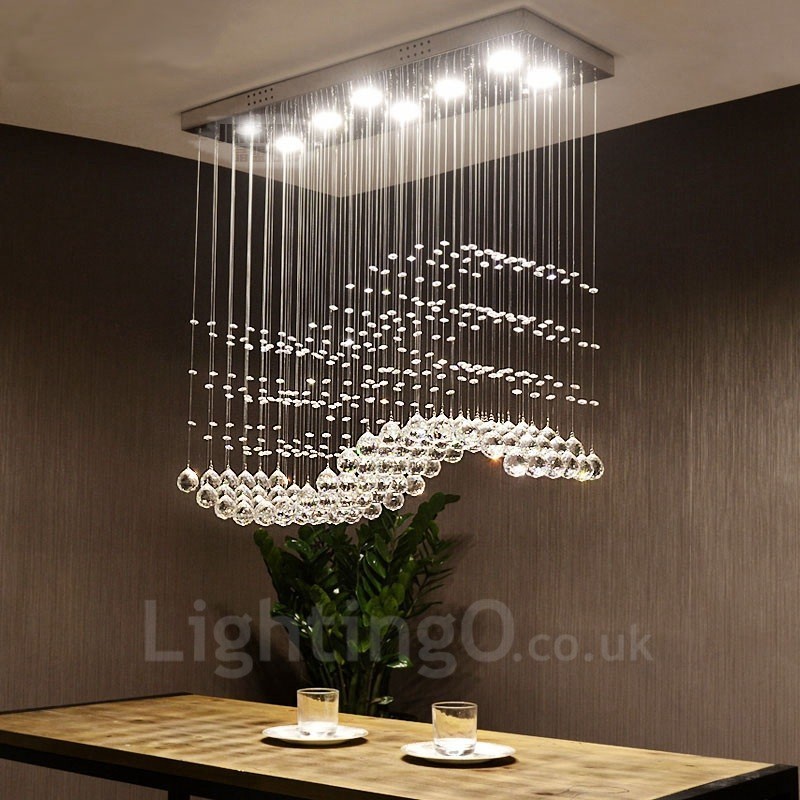 Lámpara colgante de techo de cristal moderna, lámparas de araña para interiores, accesorios de iluminación