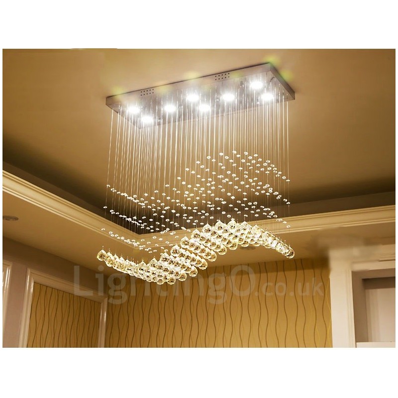 Lámpara colgante de techo de cristal moderna, lámparas de araña para interiores, accesorios de iluminación