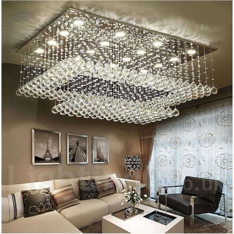Lámpara colgante de techo de cristal moderna, lámparas de araña para interiores, accesorios de iluminación