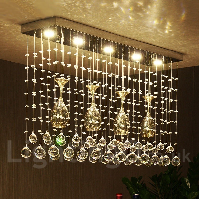 Lámpara colgante de techo de cristal moderna de 5 luces para interiores