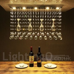 Lámpara colgante de techo de cristal moderna de 5 luces para interiores