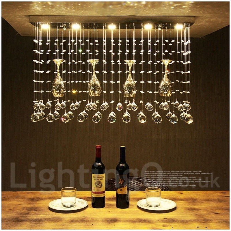 Lámpara colgante de techo de cristal moderna de 5 luces para interiores