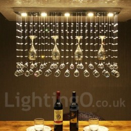 Lámpara colgante de techo de cristal moderna de 5 luces para interiores