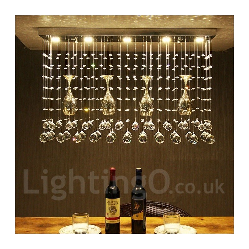 Lámpara colgante de techo de cristal moderna de 5 luces para interiores