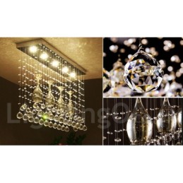 Lámpara colgante de techo de cristal moderna de 5 luces para interiores
