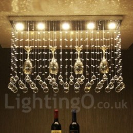 Lámpara colgante de techo de cristal moderna de 5 luces para interiores