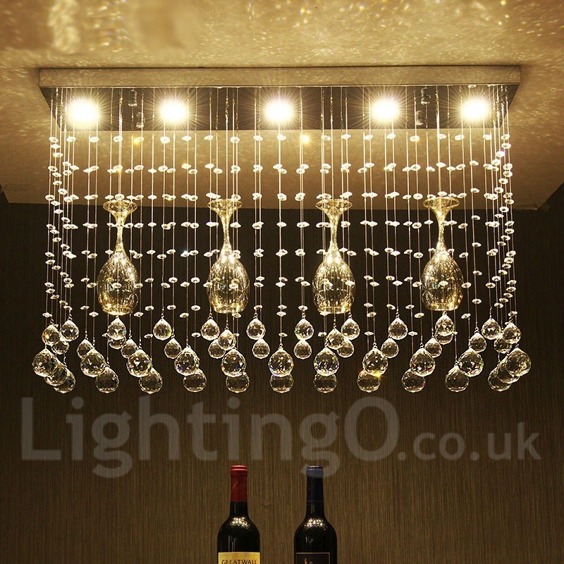 Lámpara colgante de techo de cristal moderna de 5 luces para interiores