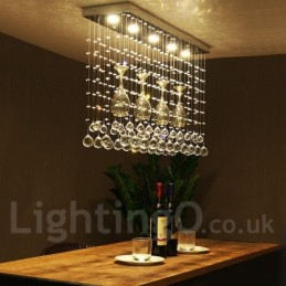 Lámpara colgante de techo de cristal moderna de 5 luces para interiores