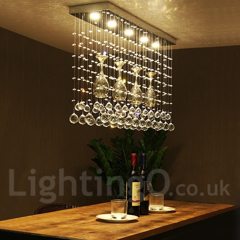 Lámpara colgante de techo de cristal moderna de 5 luces para interiores