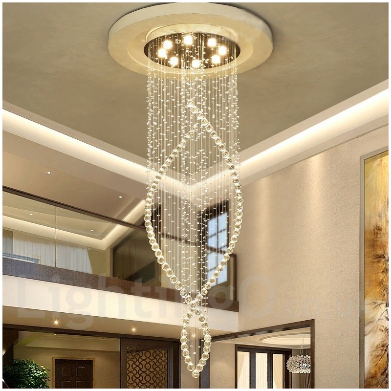 Lámpara colgante de techo de cristal moderna extragrande para interiores, lámparas de araña, accesorios de iluminación