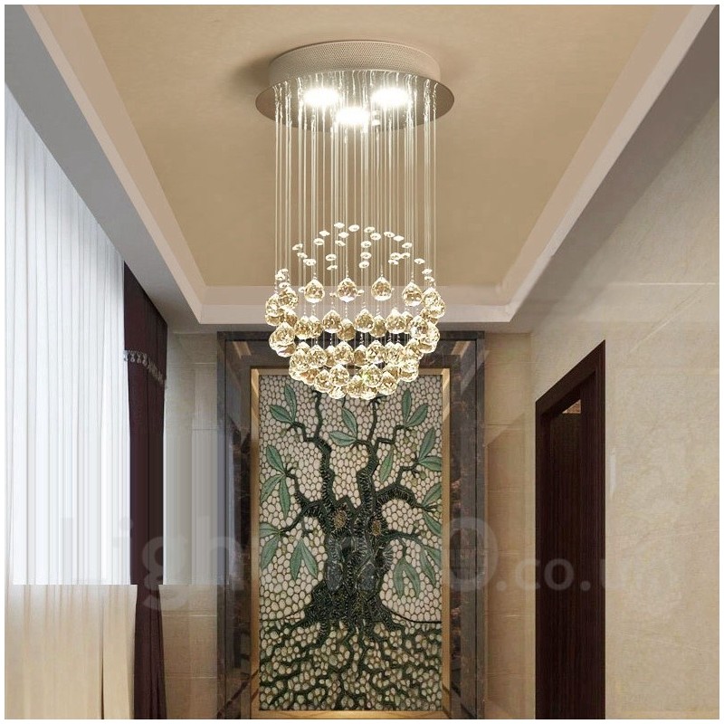 Lámpara colgante de techo de cristal moderna de 3 luces para interiores, lámparas de araña, accesorios de iluminación