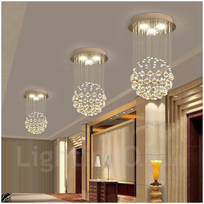 Lámpara colgante de techo de cristal moderna de 3 luces para interiores, lámparas de araña, accesorios de iluminación