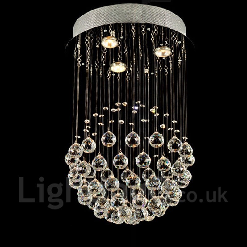 Lámpara colgante de techo de cristal moderna de 3 luces para interiores, lámparas de araña, accesorios de iluminación